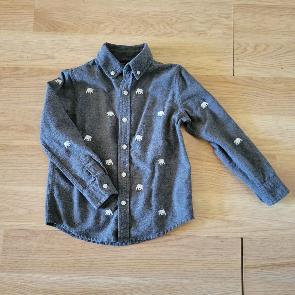 Janie and Jack embroidered polar bear flannel shirt